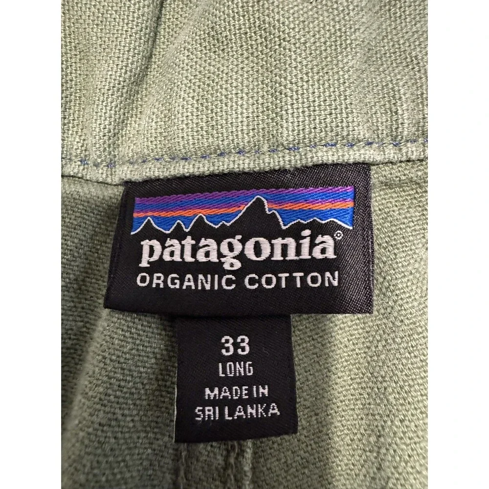 Patagonia Duck Pants Mens 33 Green Canvas Straight Organic Cotton Outdoor Hiking - Picture 2 of 10